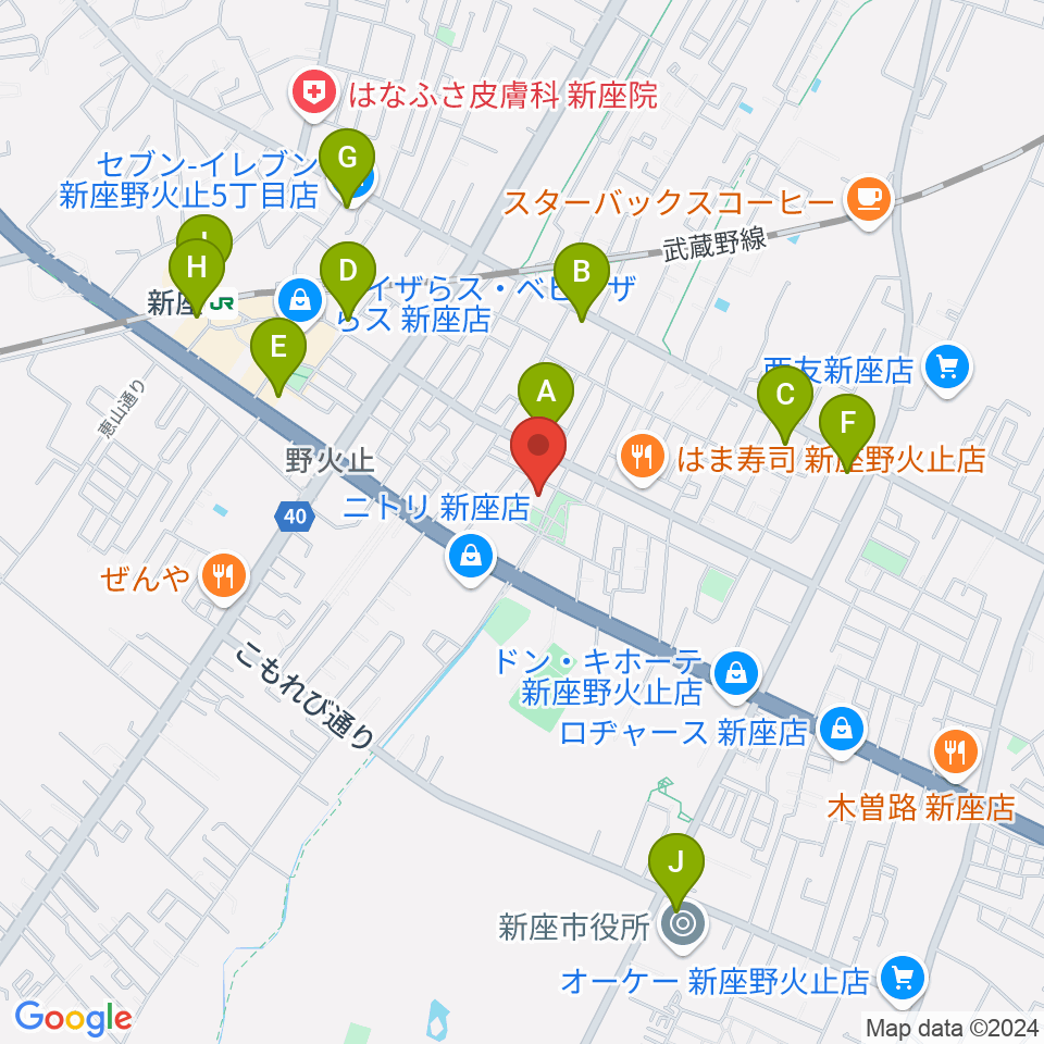 ふるさと新座館ホール周辺のコンビニエンスストア一覧地図