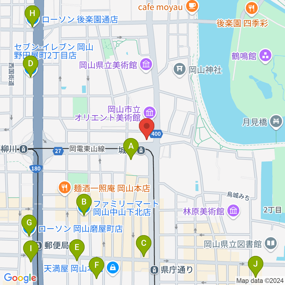 城下公会堂周辺のコンビニエンスストア一覧地図