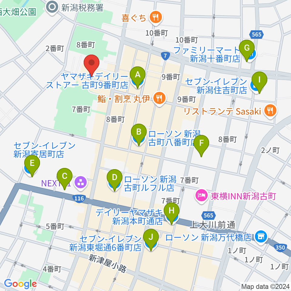 新潟 Live Bar Mush周辺のコンビニエンスストア一覧地図