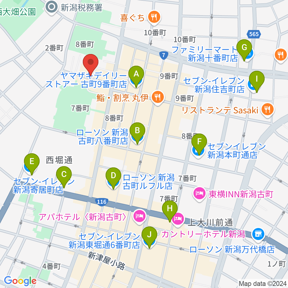 新潟 Live Bar Mush周辺のコンビニエンスストア一覧地図