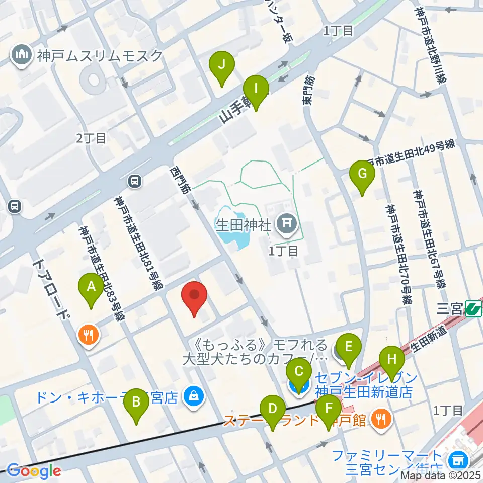 神戸Brothers and Sisters周辺のコンビニエンスストア一覧地図