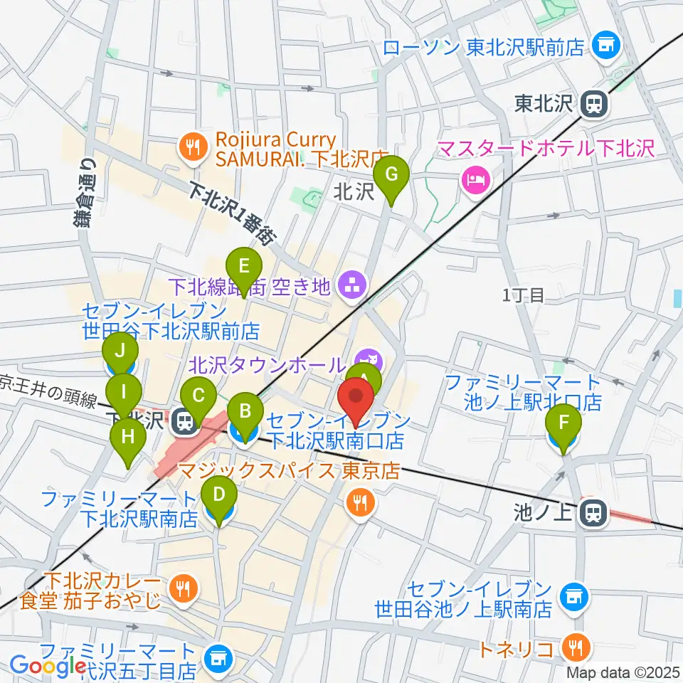 下北沢シェルター周辺のコンビニエンスストア一覧地図