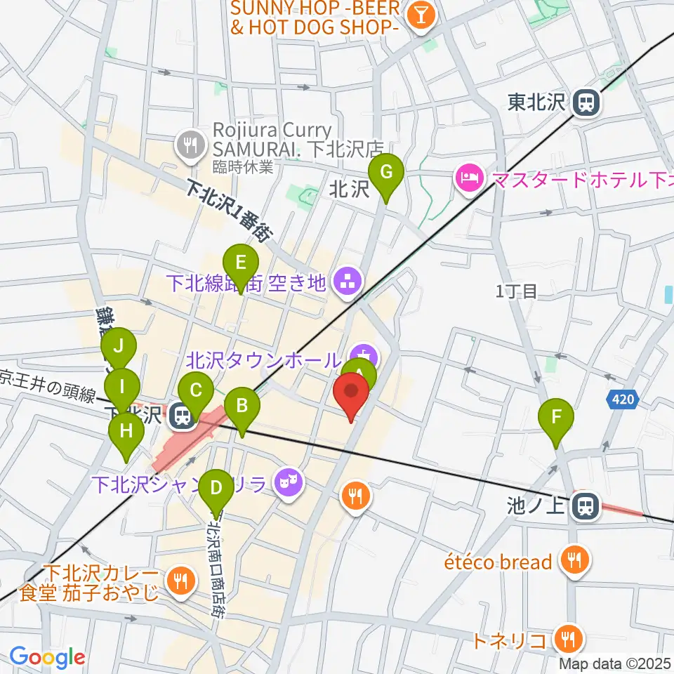 下北沢シェルター周辺のコンビニエンスストア一覧地図