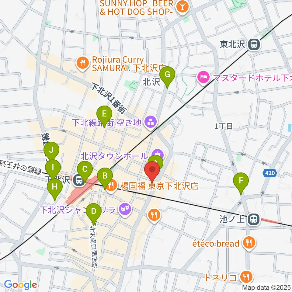 下北沢シェルター周辺のコンビニエンスストア一覧地図