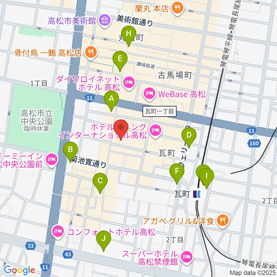 高松ルーツレコード周辺のコンビニエンスストア一覧地図