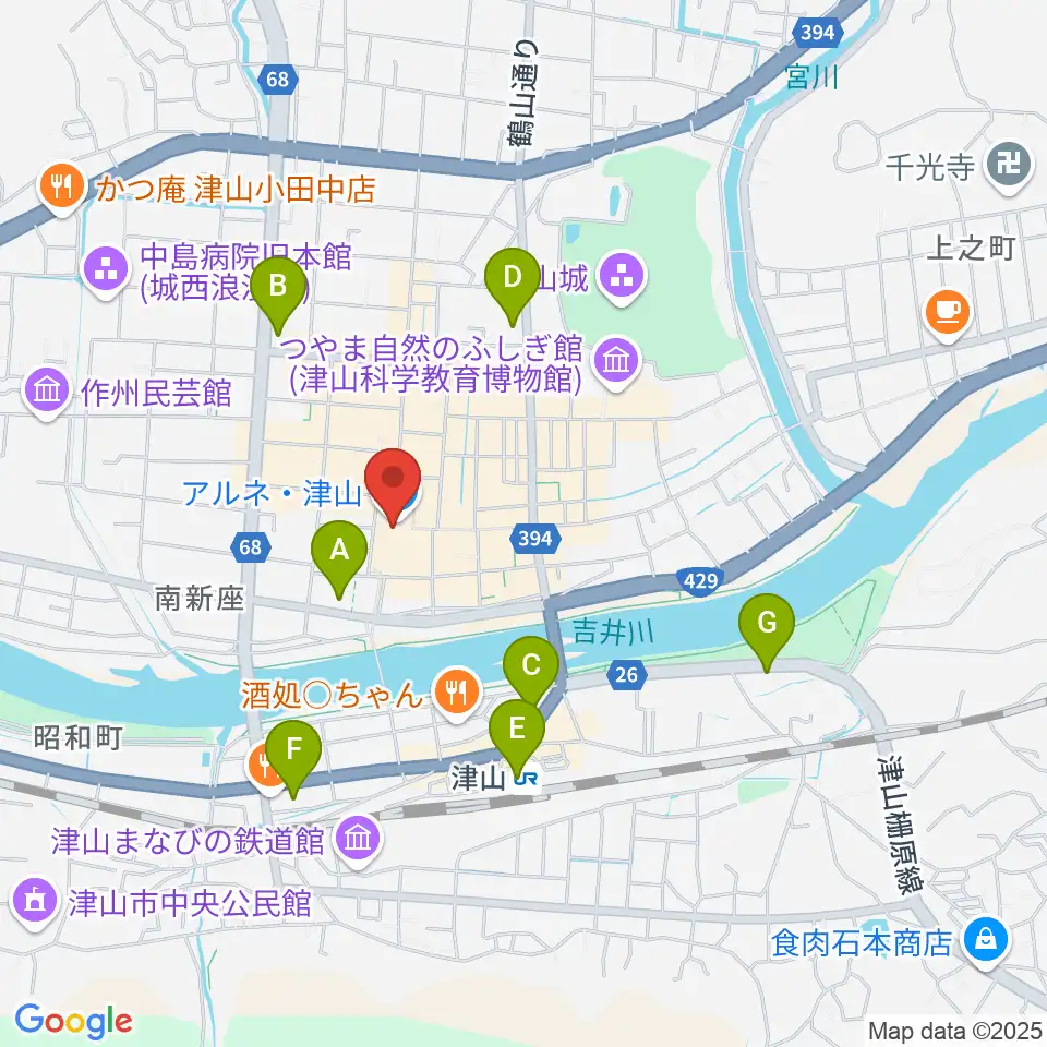 ベルフォーレ津山周辺のコンビニエンスストア一覧地図
