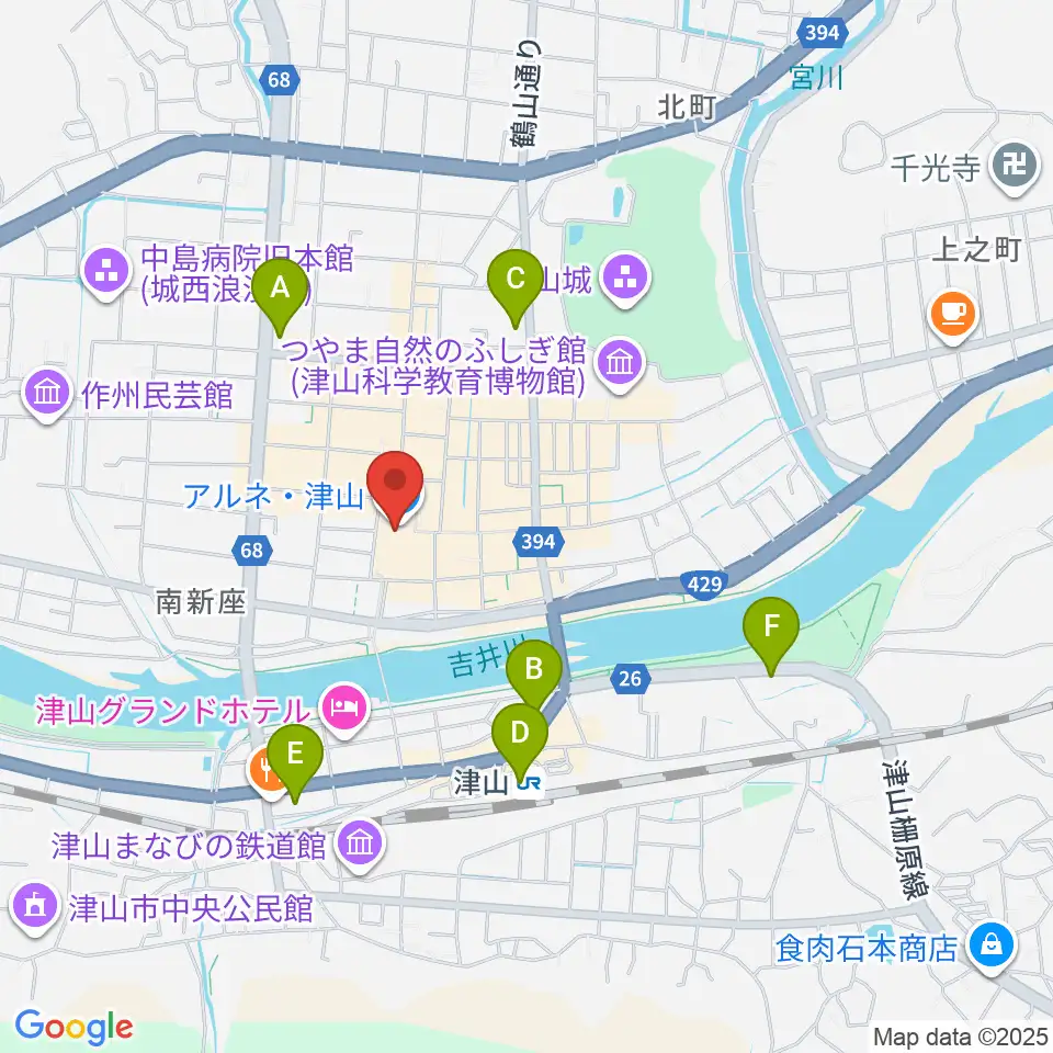 ベルフォーレ津山周辺のコンビニエンスストア一覧地図