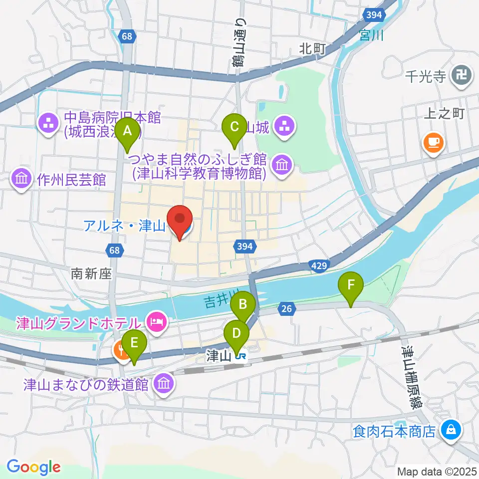 ベルフォーレ津山周辺のコンビニエンスストア一覧地図