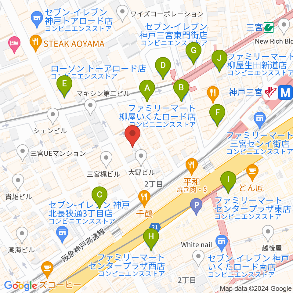 Underground Gallery周辺のコンビニエンスストア一覧地図