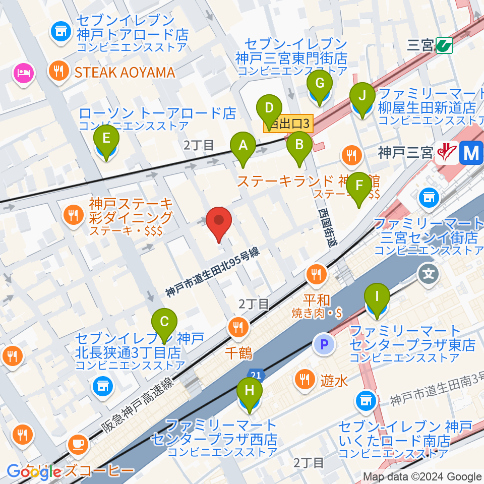 Underground Gallery周辺のコンビニエンスストア一覧地図