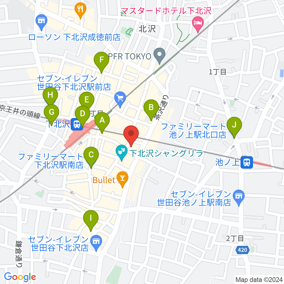 下北沢CLUB Que周辺のコンビニエンスストア一覧地図