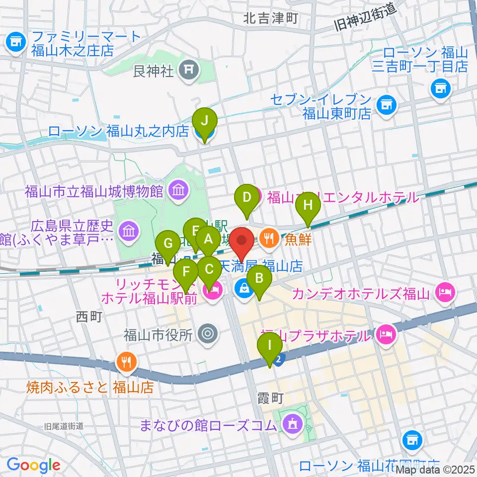 福山DUO周辺のコンビニエンスストア一覧地図