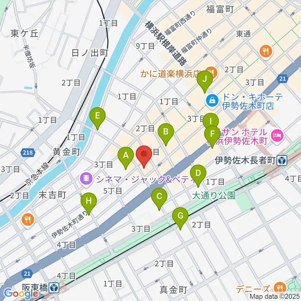 伊勢佐木町CROSS STREET周辺のコンビニエンスストア一覧地図