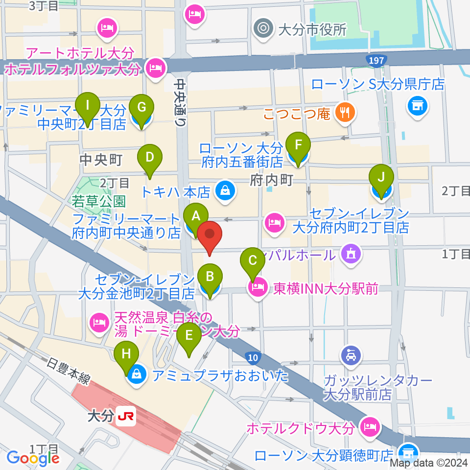 大分BackStage周辺のコンビニエンスストア一覧地図