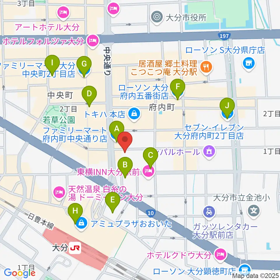 大分BackStage周辺のコンビニエンスストア一覧地図