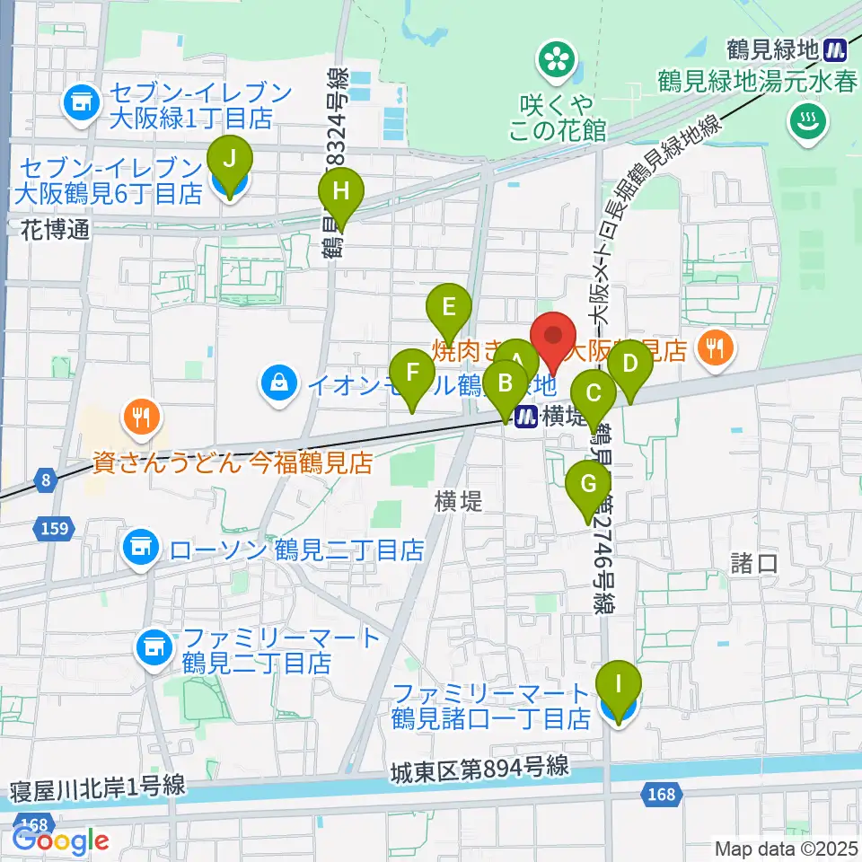 鶴見区民センター周辺のコンビニエンスストア一覧地図
