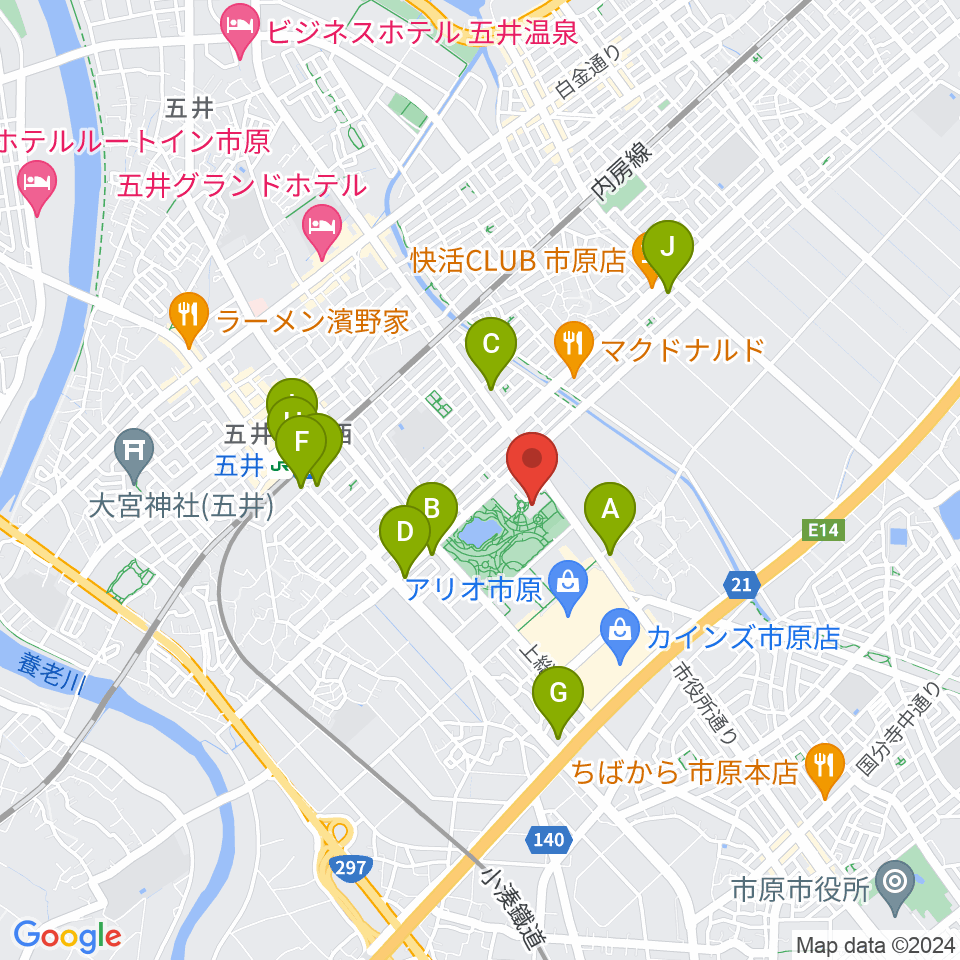 いちはら子ども未来館 weほーる周辺のコンビニエンスストア一覧地図