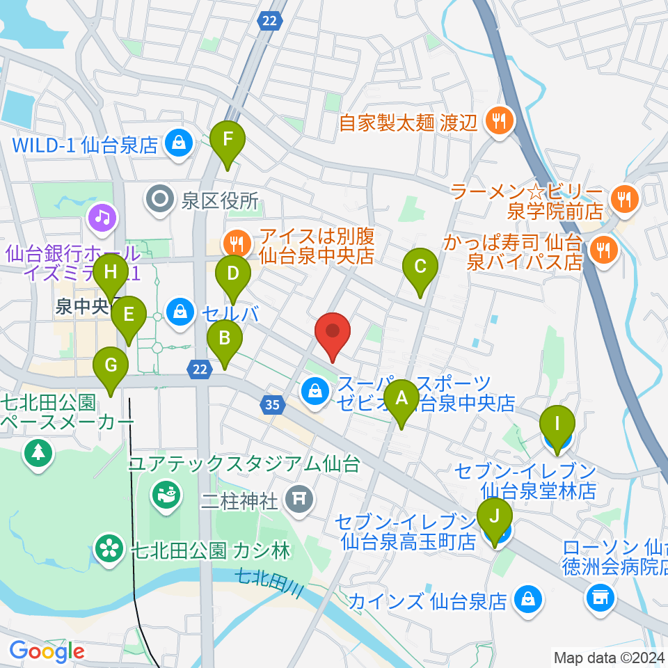 J&B泉店 ジェーアンドビー周辺のコンビニエンスストア一覧地図