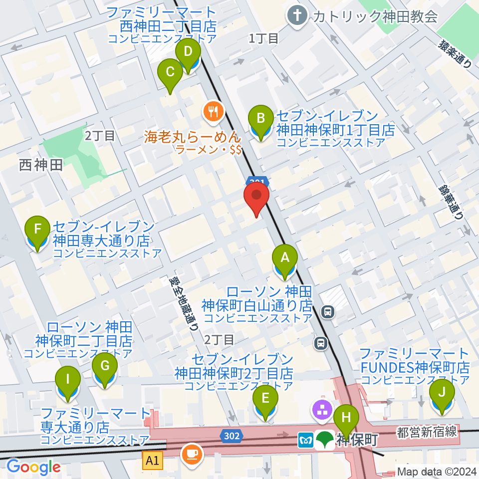 レコード社本店周辺のコンビニエンスストア一覧地図