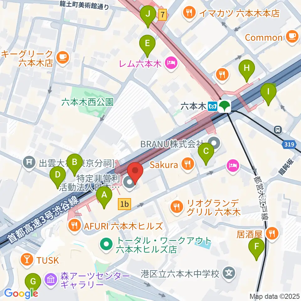六本木アルフィー周辺のコンビニエンスストア一覧地図