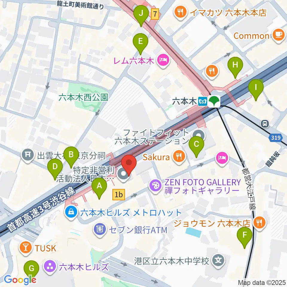 六本木アルフィー周辺のコンビニエンスストア一覧地図