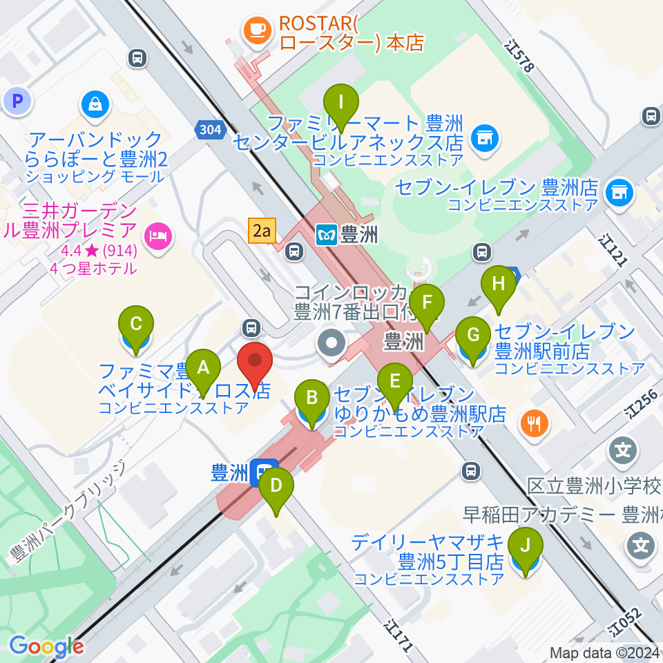 豊洲文化センター周辺のコンビニエンスストア一覧地図