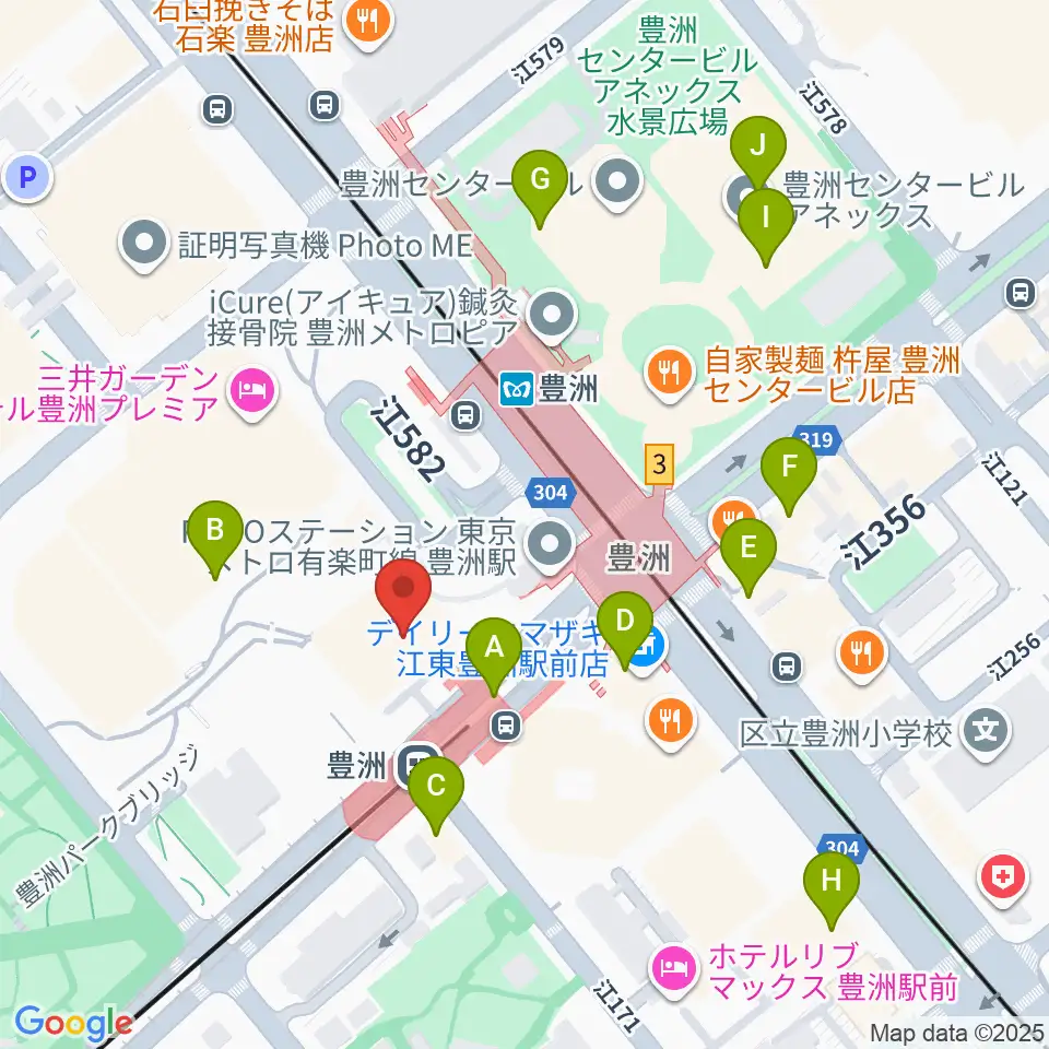 豊洲文化センター周辺のコンビニエンスストア一覧地図