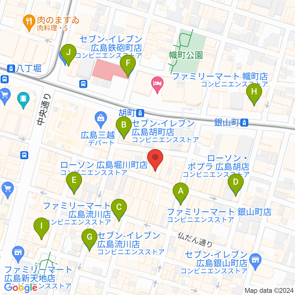 広島ミンガス周辺のコンビニエンスストア一覧地図