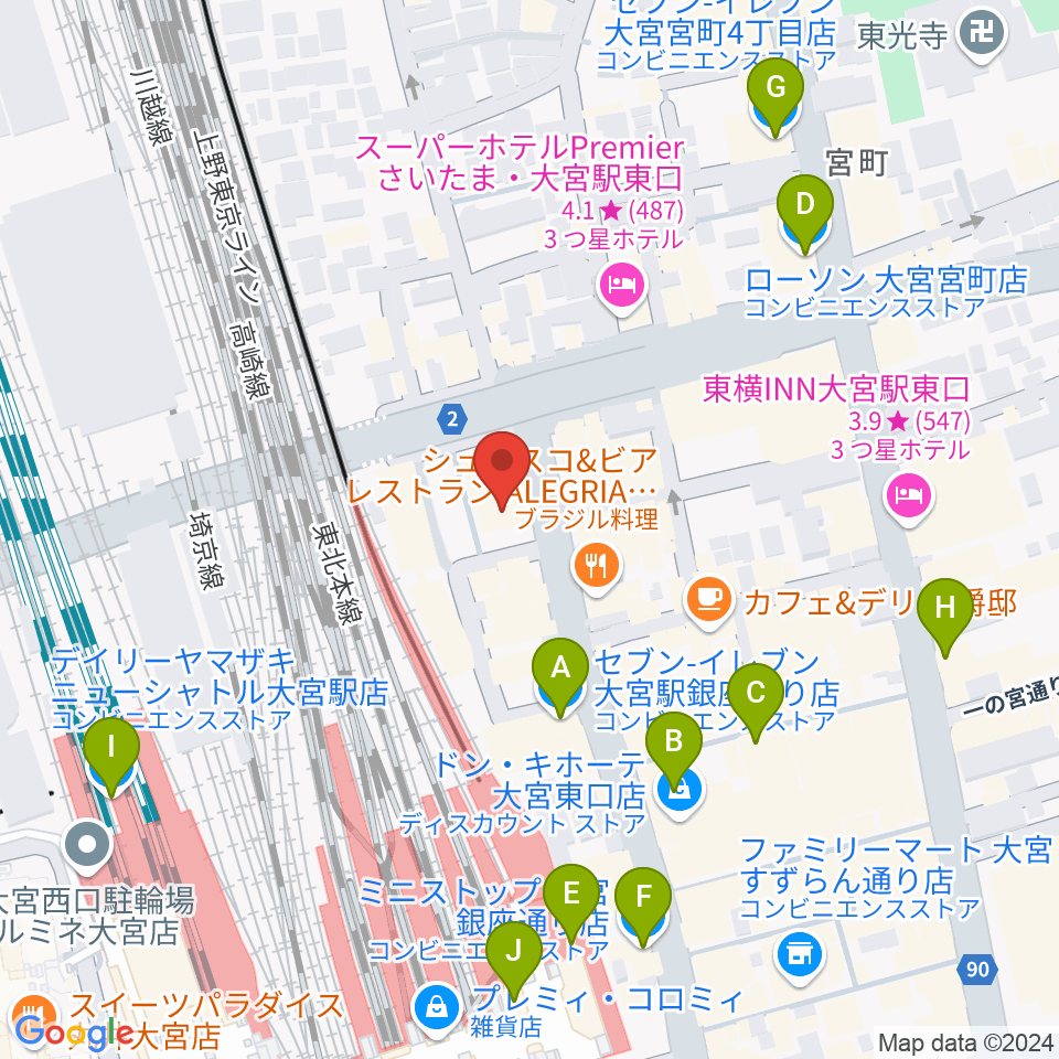 ディスクユニオン大宮店周辺のコンビニエンスストア一覧地図