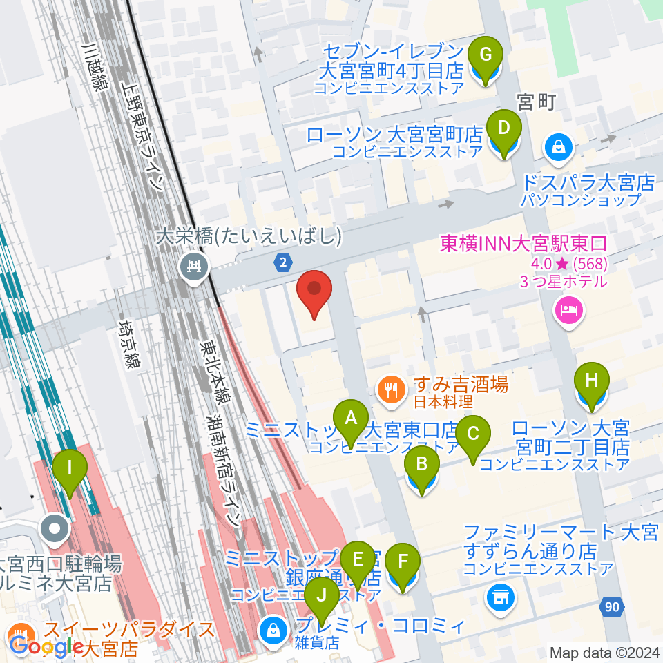 ディスクユニオン大宮店周辺のコンビニエンスストア一覧地図