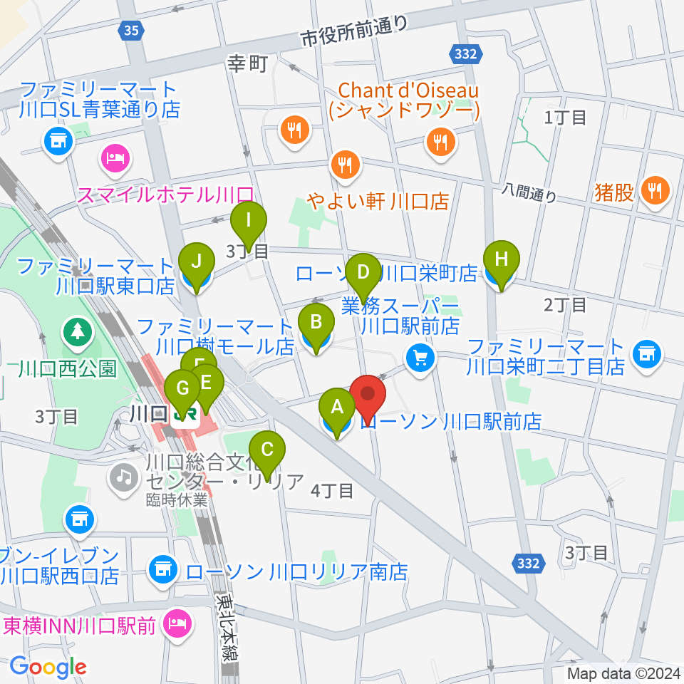 イエローポップ川口店周辺のコンビニエンスストア一覧地図