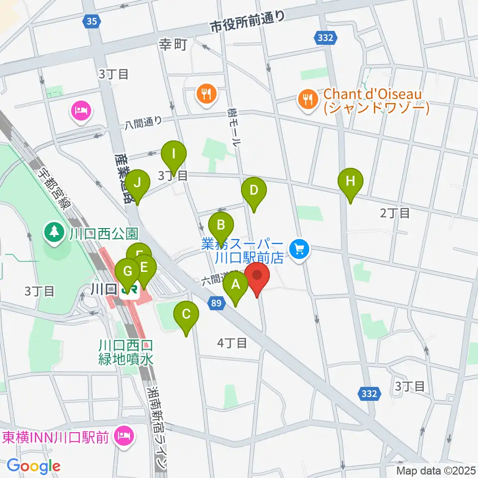 イエローポップ川口店周辺のコンビニエンスストア一覧地図