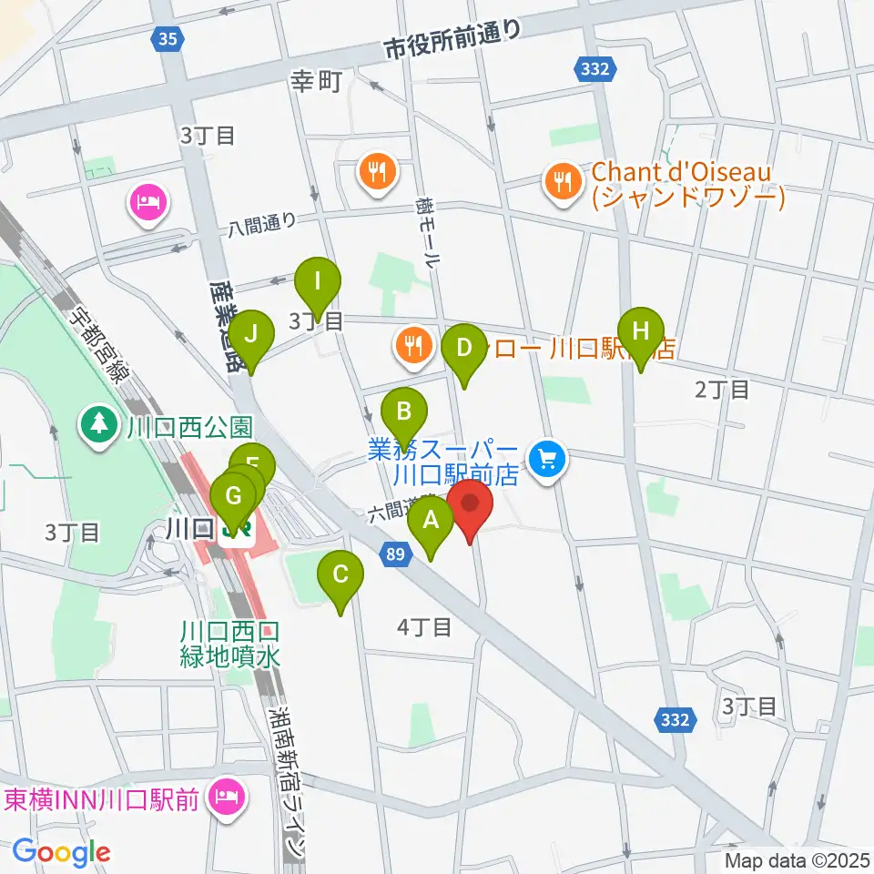 イエローポップ川口店周辺のコンビニエンスストア一覧地図