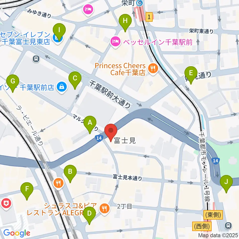 ディスクユニオン千葉店周辺のコンビニエンスストア一覧地図