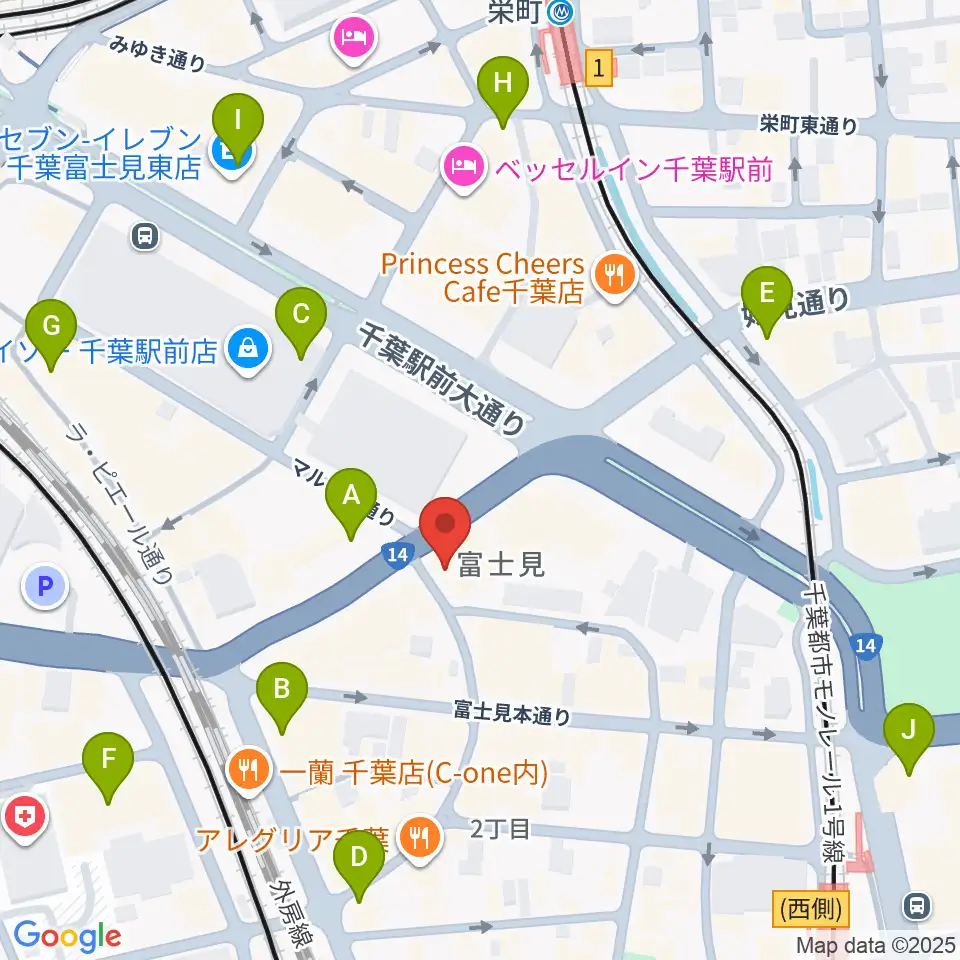ディスクユニオン千葉店周辺のコンビニエンスストア一覧地図