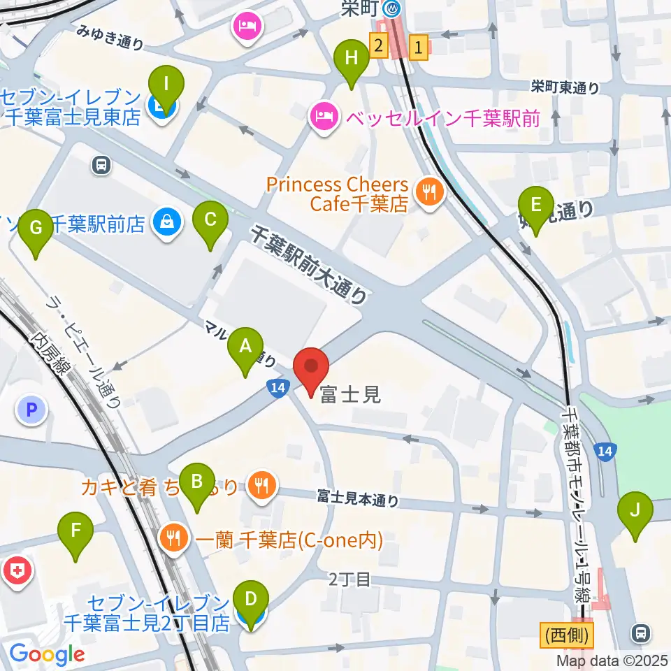 ディスクユニオン千葉店周辺のコンビニエンスストア一覧地図