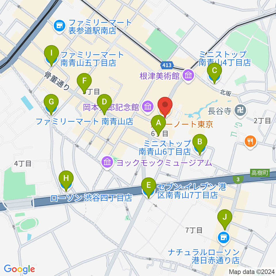 ブルーノート東京周辺のコンビニエンスストア一覧地図