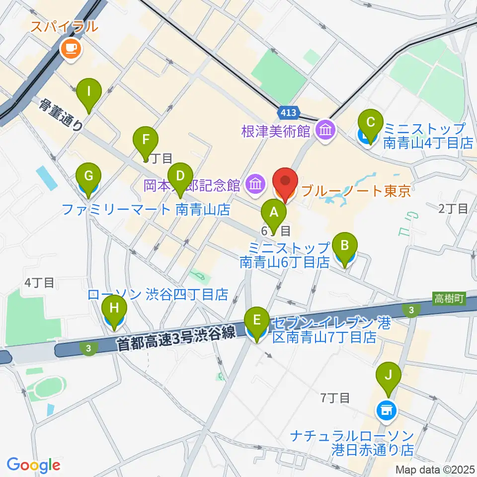 ブルーノート東京周辺のコンビニエンスストア一覧地図