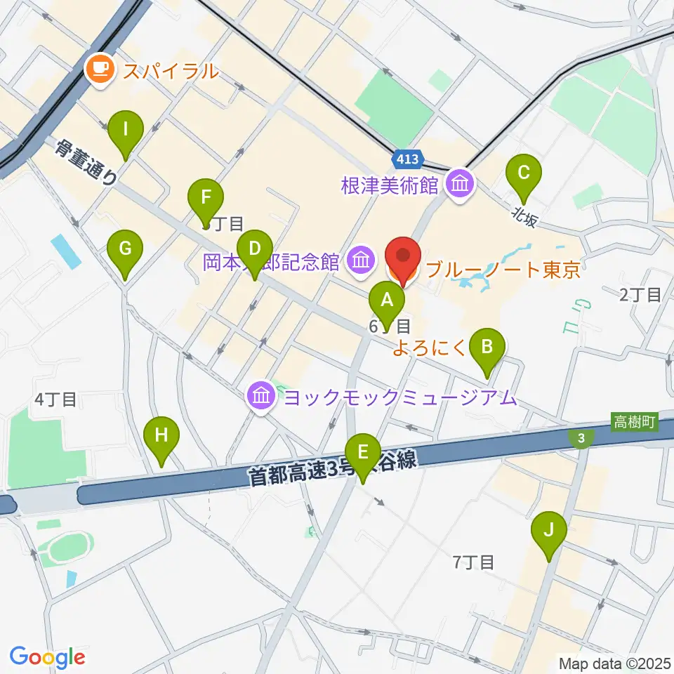 ブルーノート東京周辺のコンビニエンスストア一覧地図