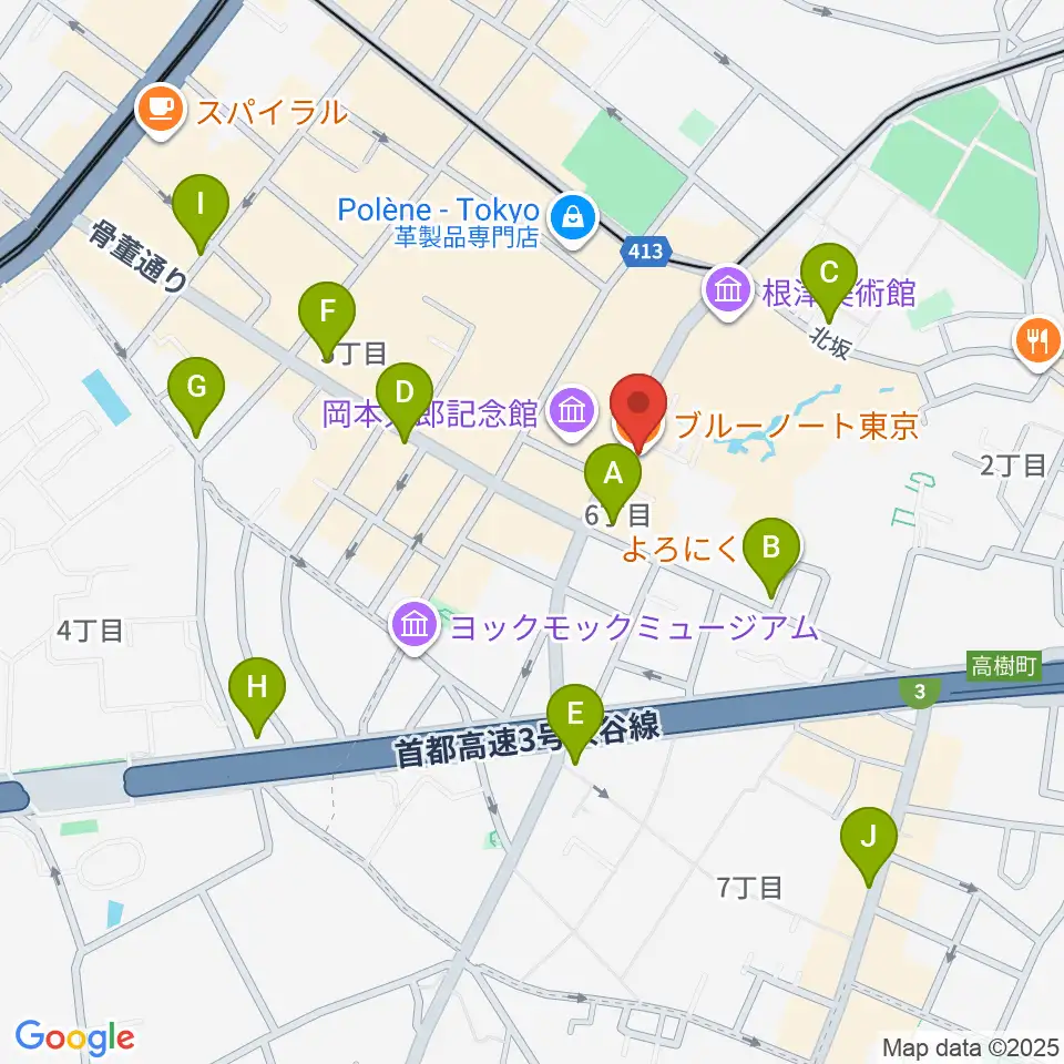 ブルーノート東京周辺のコンビニエンスストア一覧地図