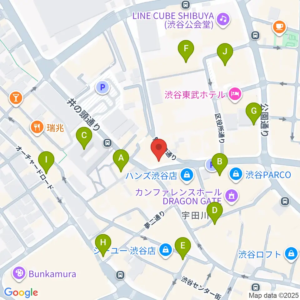 渋谷ROOTS周辺のコンビニエンスストア一覧地図