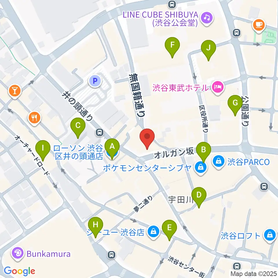 渋谷ROOTS周辺のコンビニエンスストア一覧地図