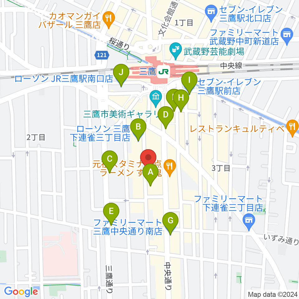 三鷹 パレード周辺のコンビニエンスストア一覧地図