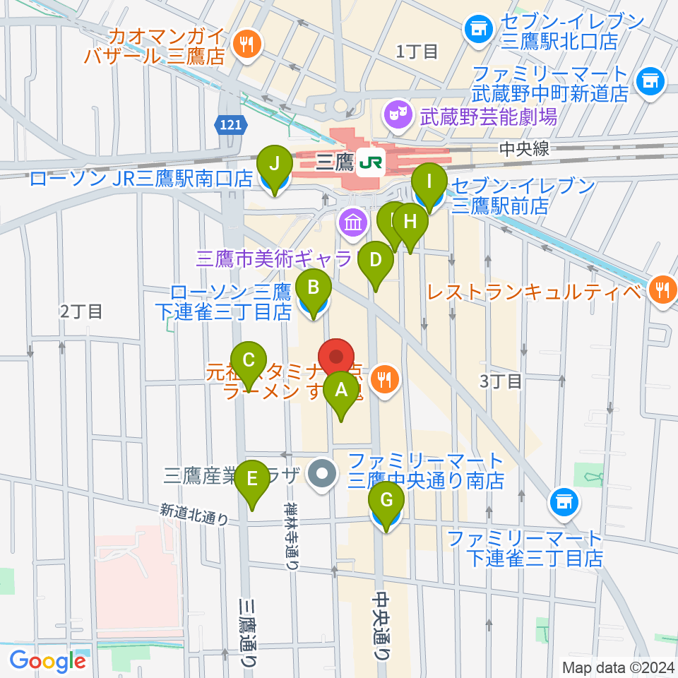 三鷹 パレード周辺のコンビニエンスストア一覧地図