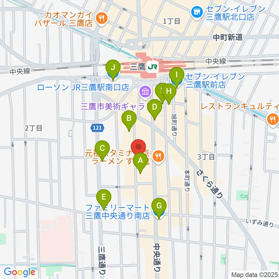 三鷹 パレード周辺のコンビニエンスストア一覧地図