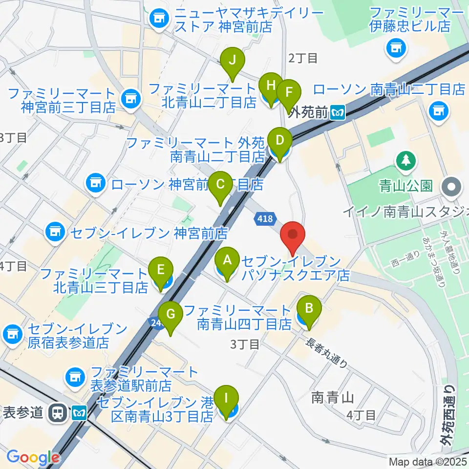 南青山MANDALA周辺のコンビニエンスストア一覧地図