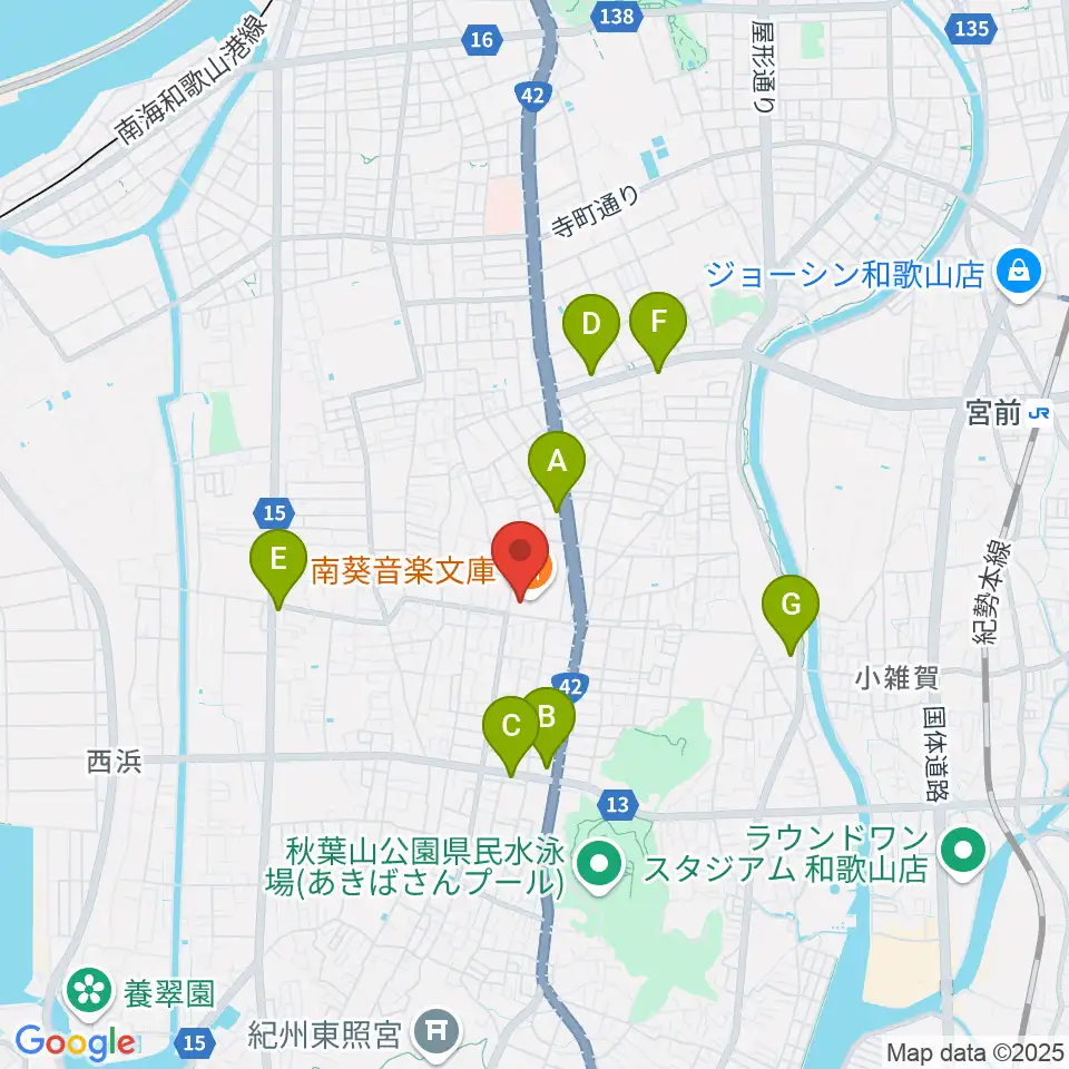 和歌山県立図書館 文化情報センター周辺のコンビニエンスストア一覧地図