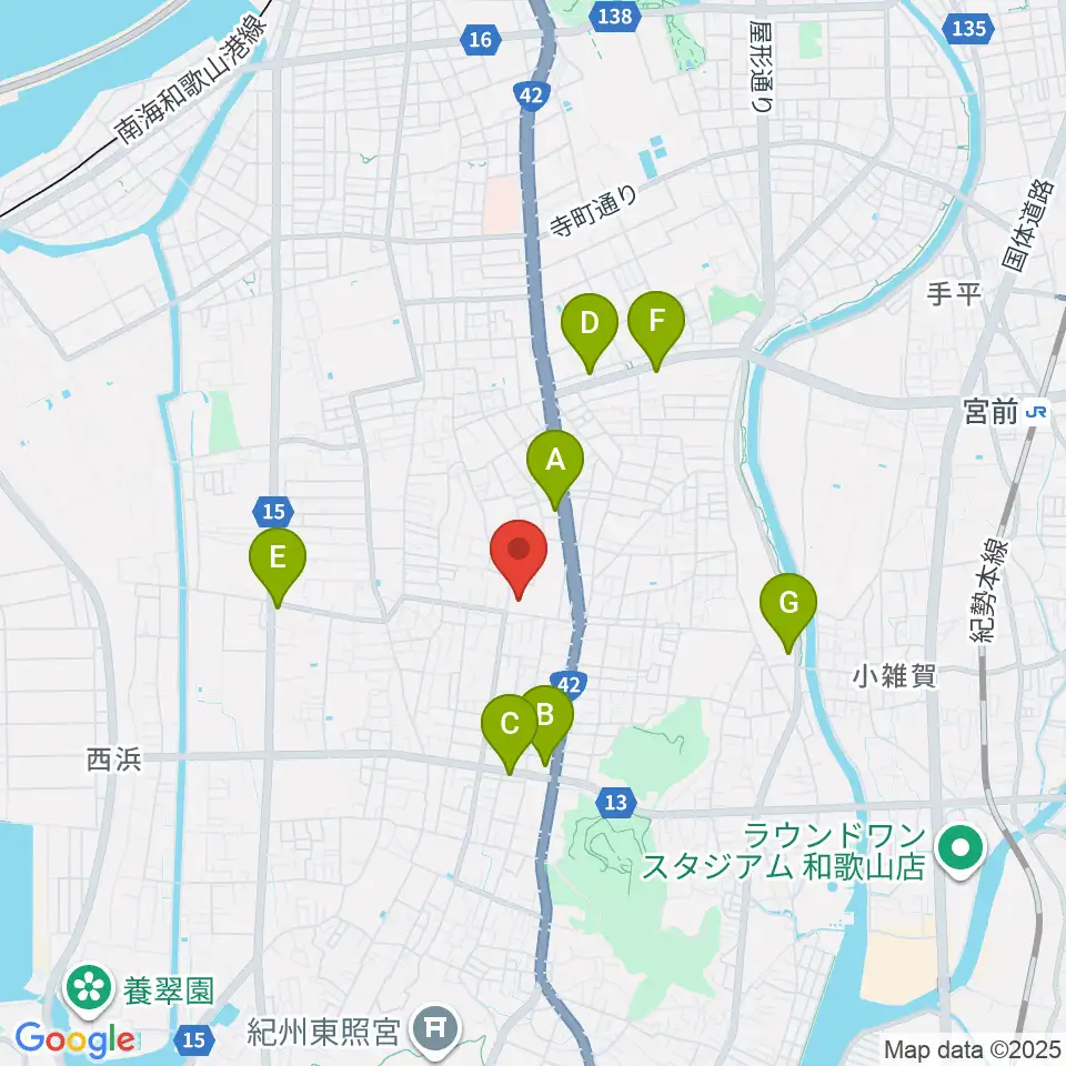 和歌山県立図書館 文化情報センター周辺のコンビニエンスストア一覧地図