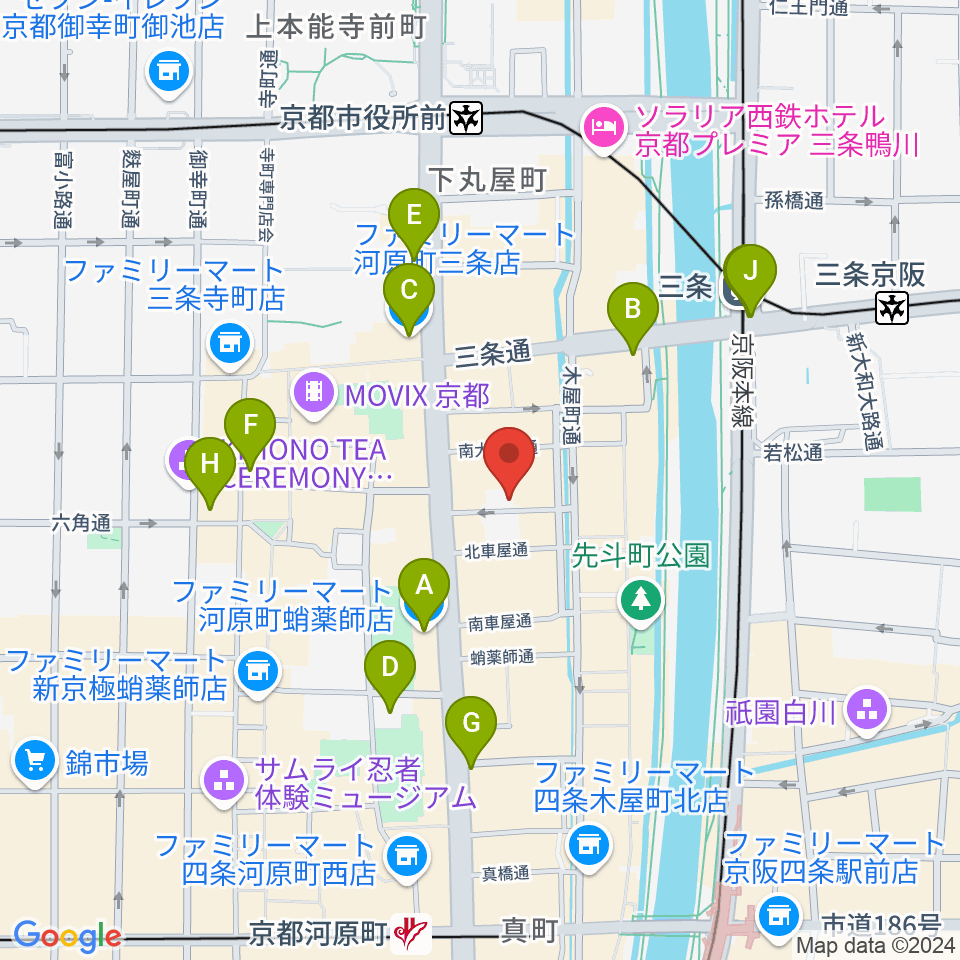 京都アメリカングラフィティーズ周辺のコンビニエンスストア一覧地図