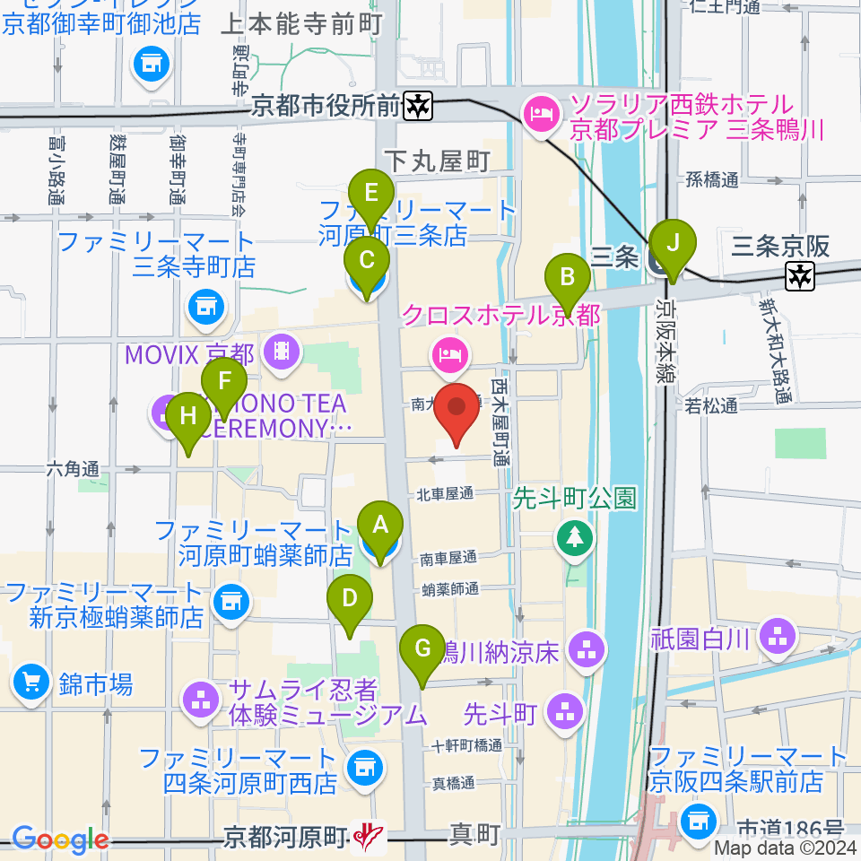 京都アメリカングラフィティーズ周辺のコンビニエンスストア一覧地図